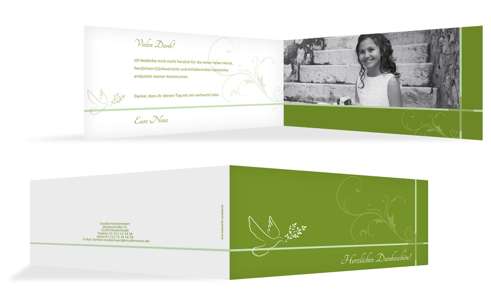 Dankeskarte zur Kommunion floral