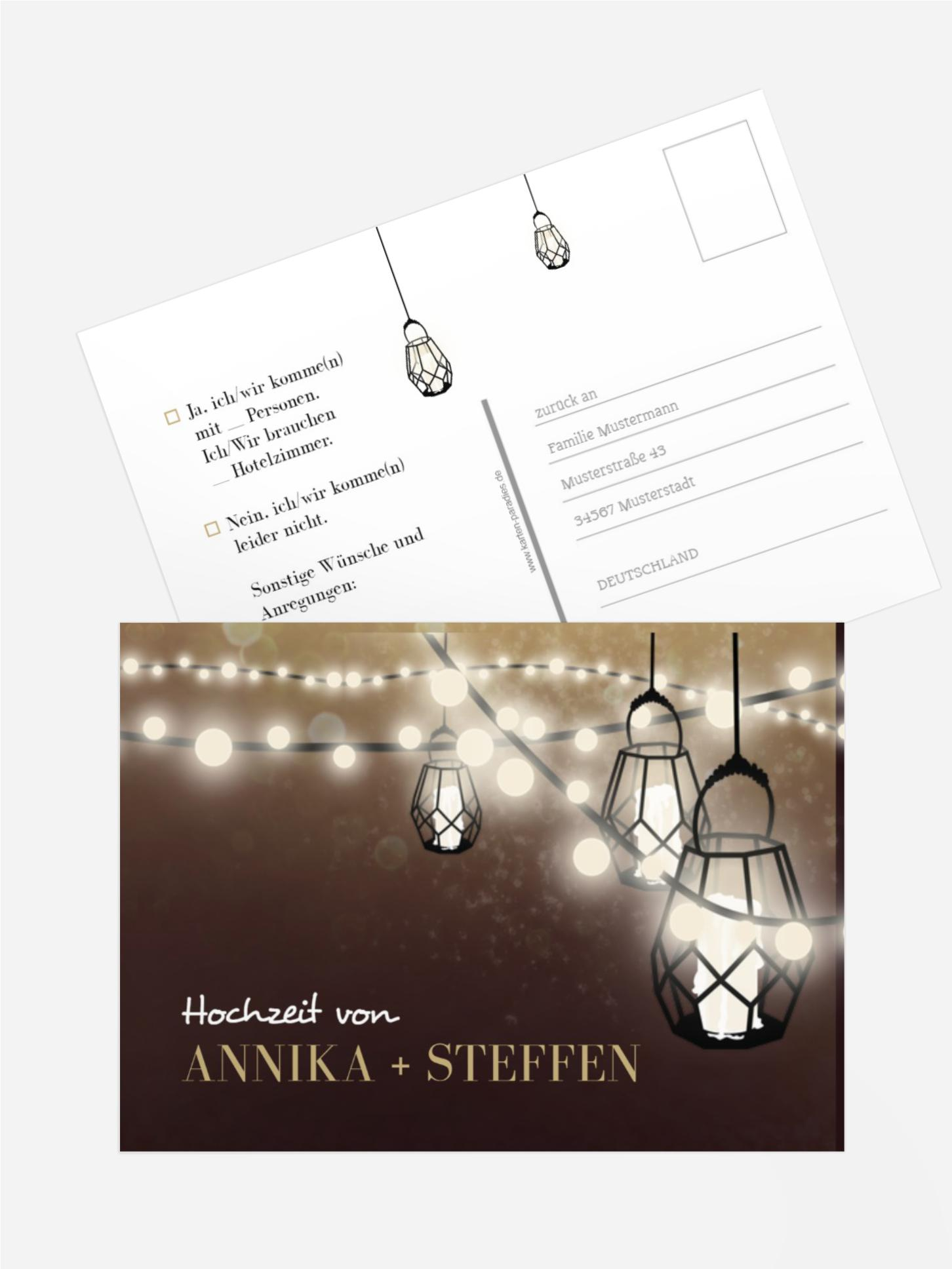 Anwortkarte Vintage Laterne