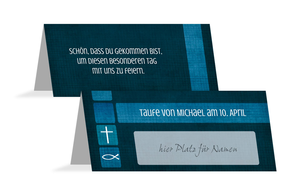 Tischkarte Taufe Glaube und Geborgenheit