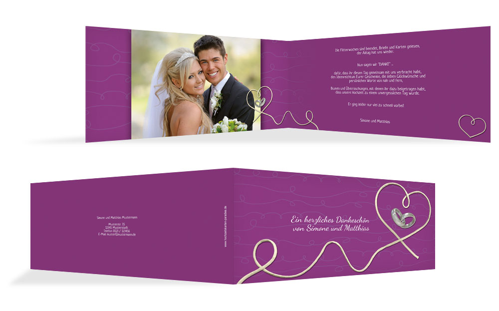Dankeskarte zur Hochzeit erfüllte Liebe Dankeskarte zur Hochzeit erfüllte Liebe