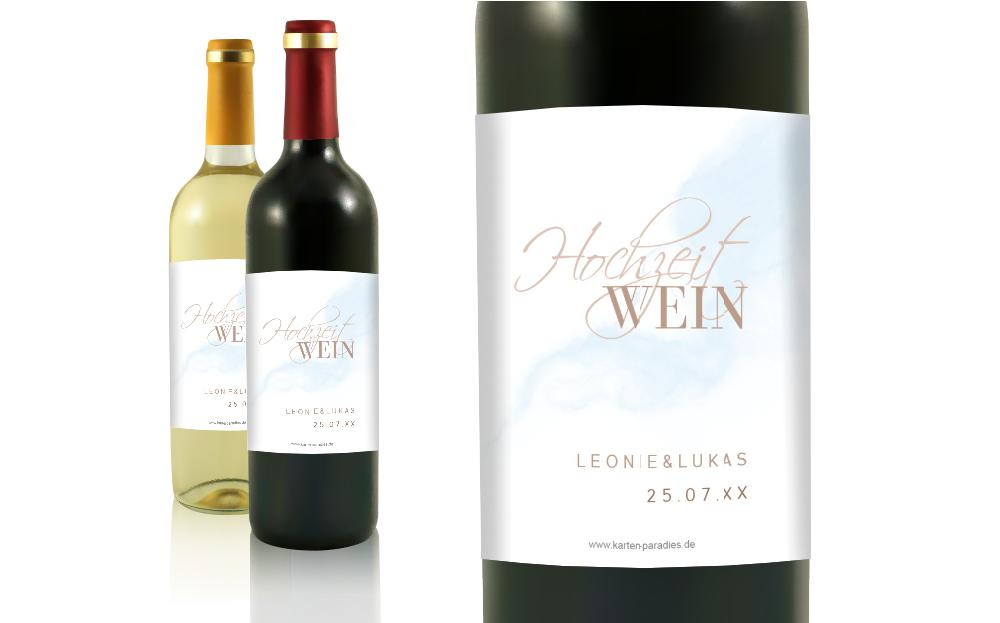 Flaschenetikett Hochzeit Wolkig schön