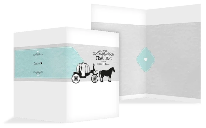 Hochzeitskirchenheft Umschlag Kutsche