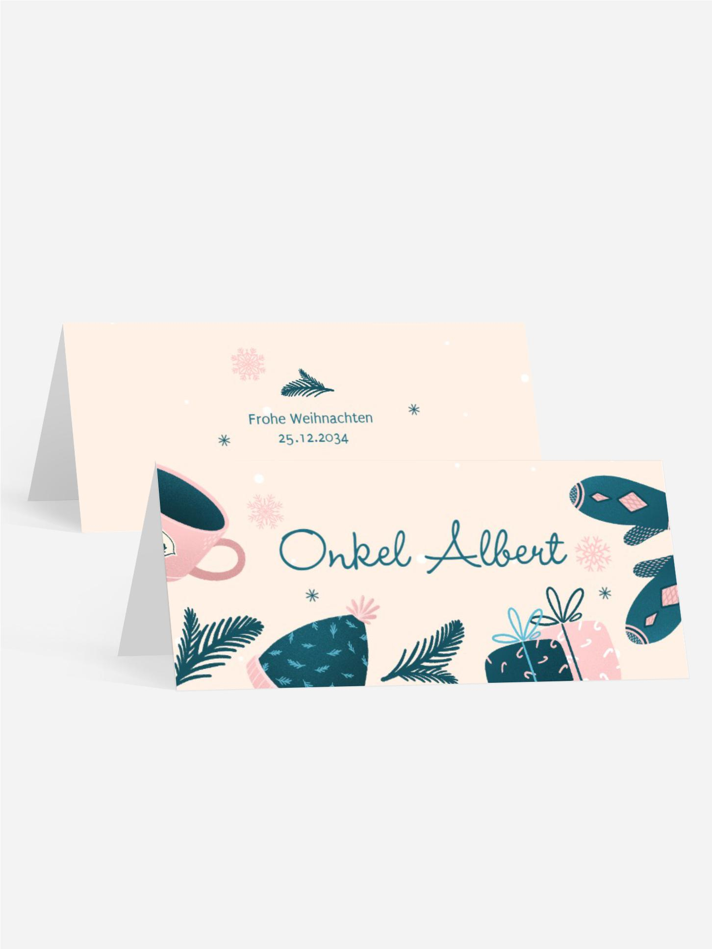 Weihnachtstischkarte Pastellige Winterzeit