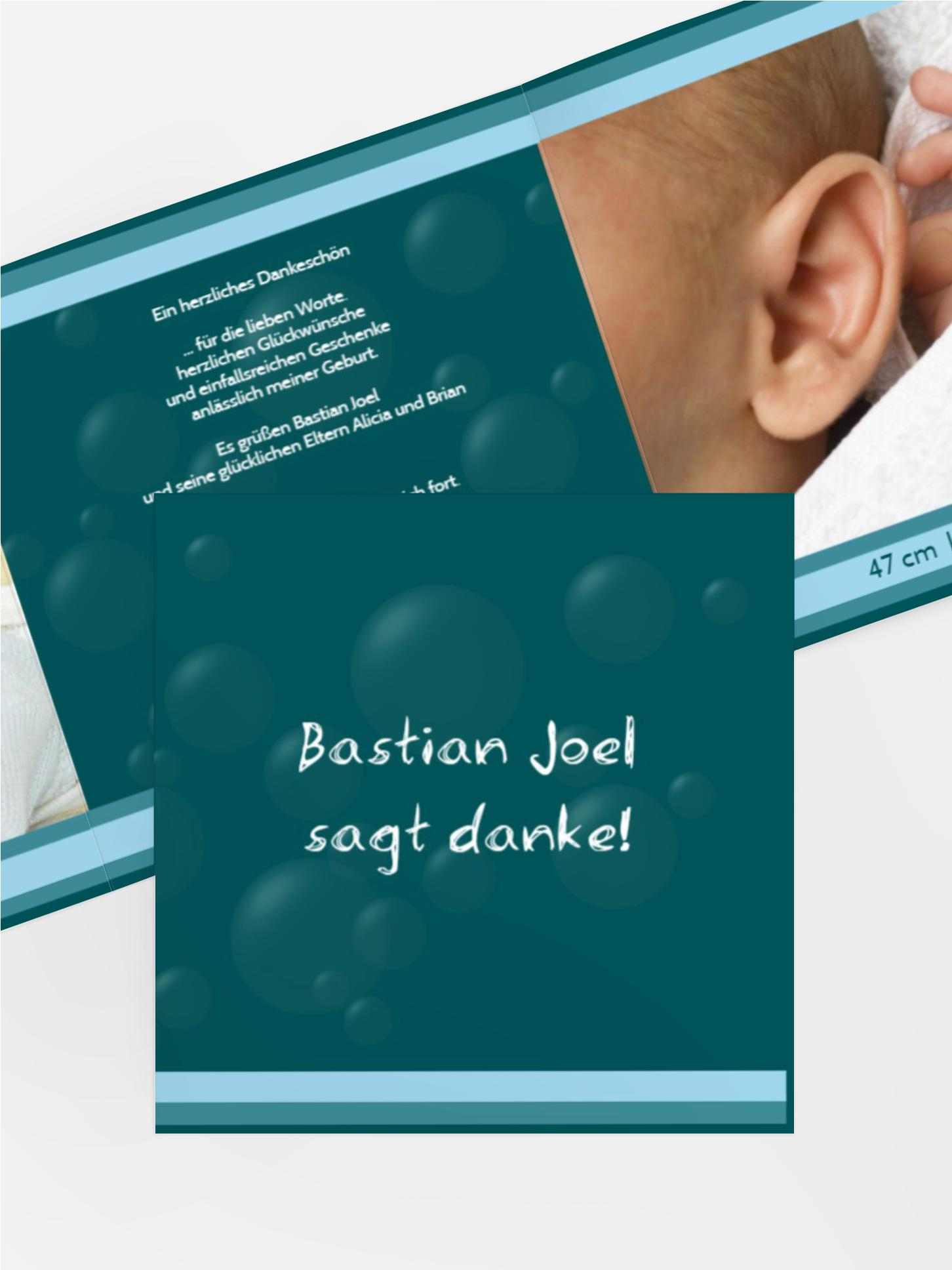 Dankeskarte zur Geburt bubbles