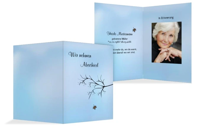 Sterbebildkarte Blatt