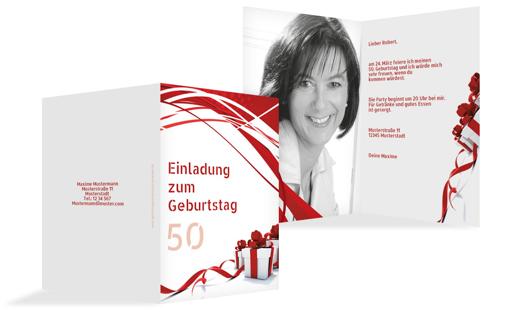 Geburtstagseinladung Schleifenband Foto 50 Geburtstagseinladung Schleifenband Foto 50