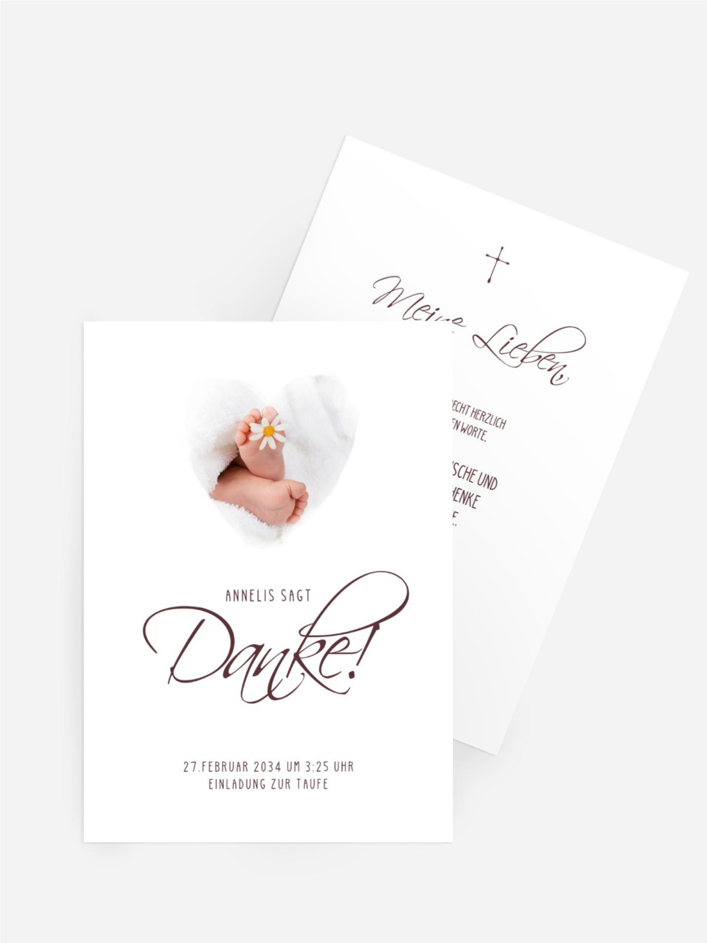 Dankeskarte Taufe Schriftart Tandem
