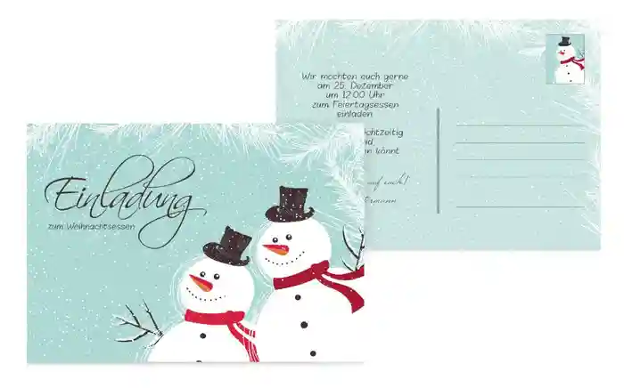 Weihnachtseinladung Schneemänner