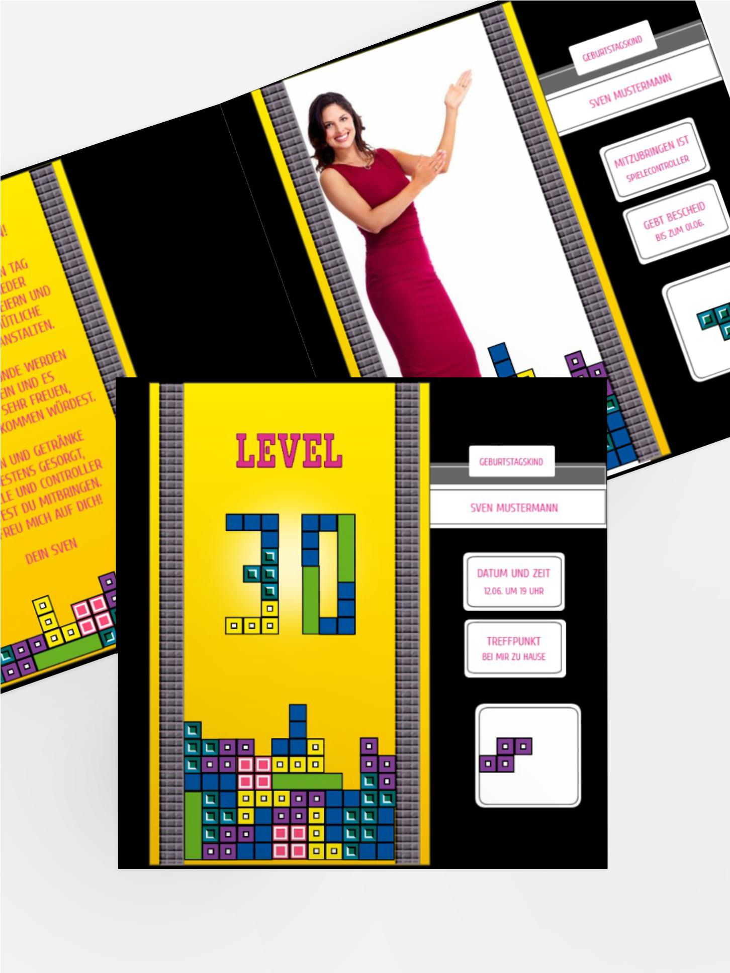 Einladung zum Geburtstag 8bit Game 30 Foto