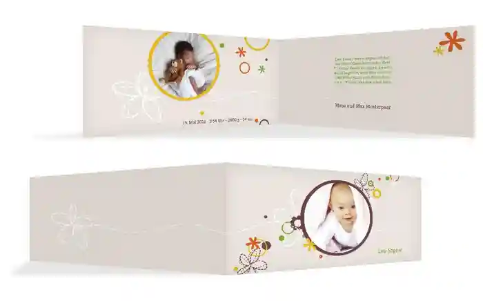Geburtskarte Blumenornament