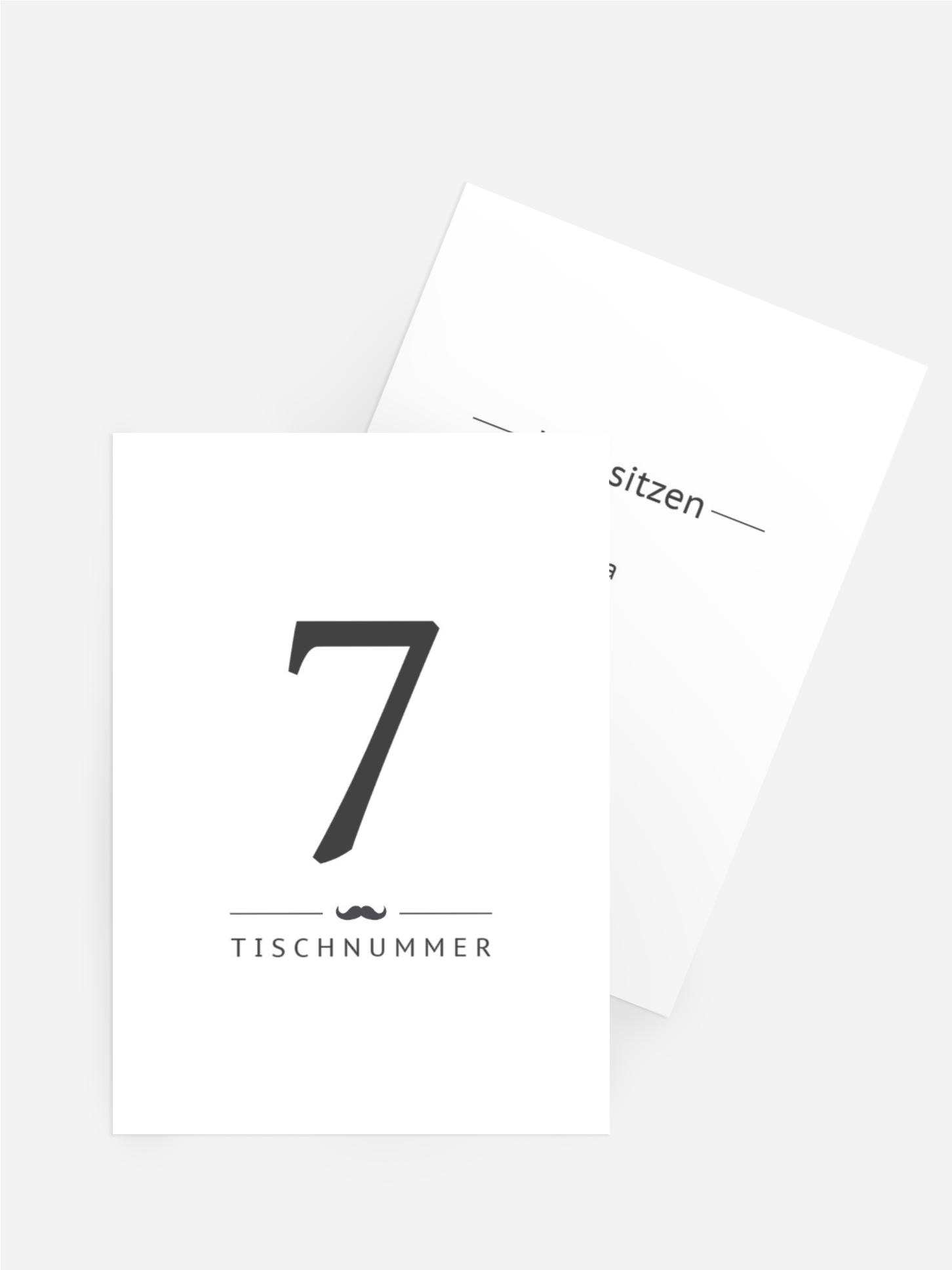 Tischnummer Hochzeit XY Moustache love