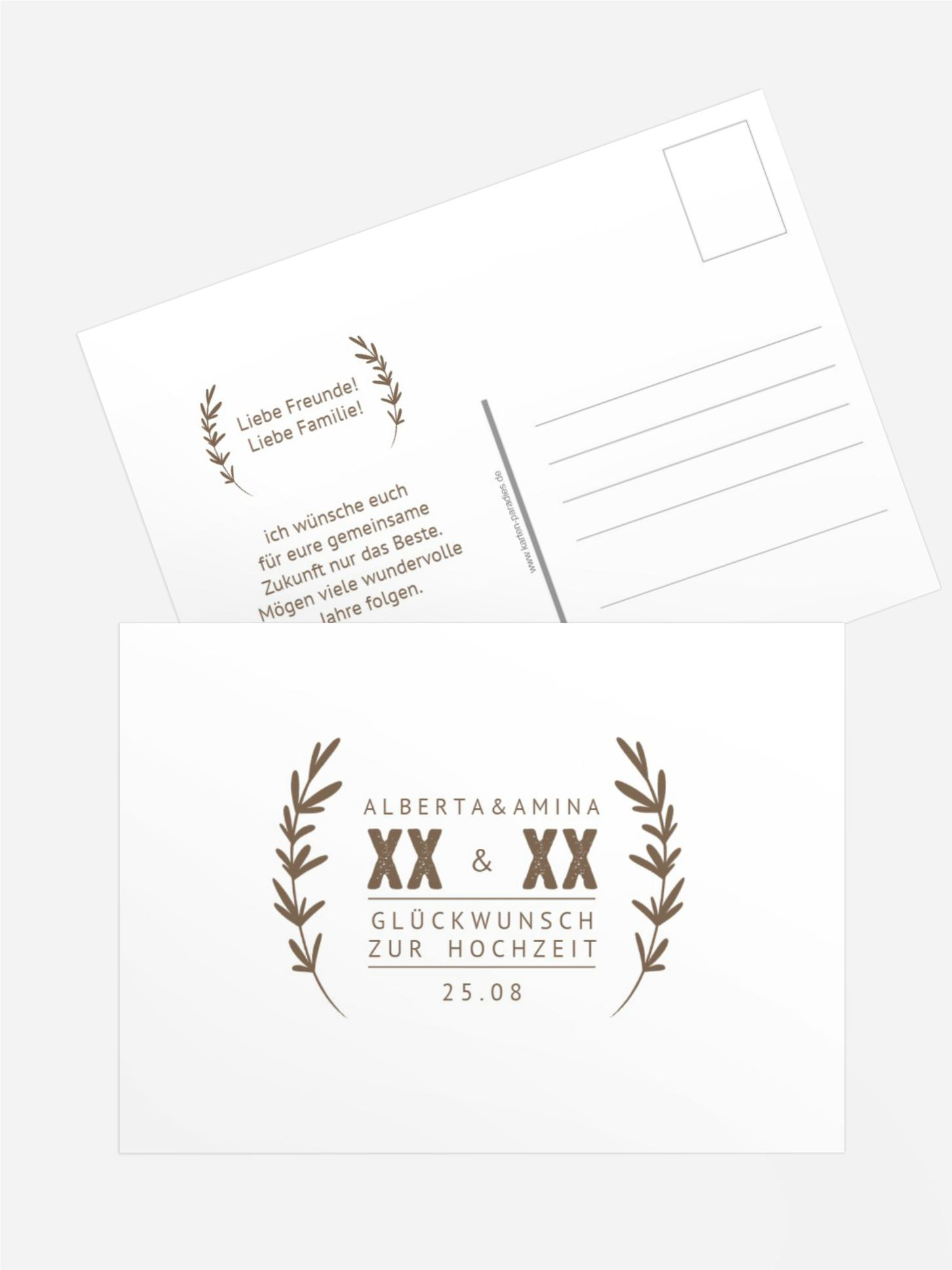 Glückwunschkarte zur Hochzeit XX wir zusammen