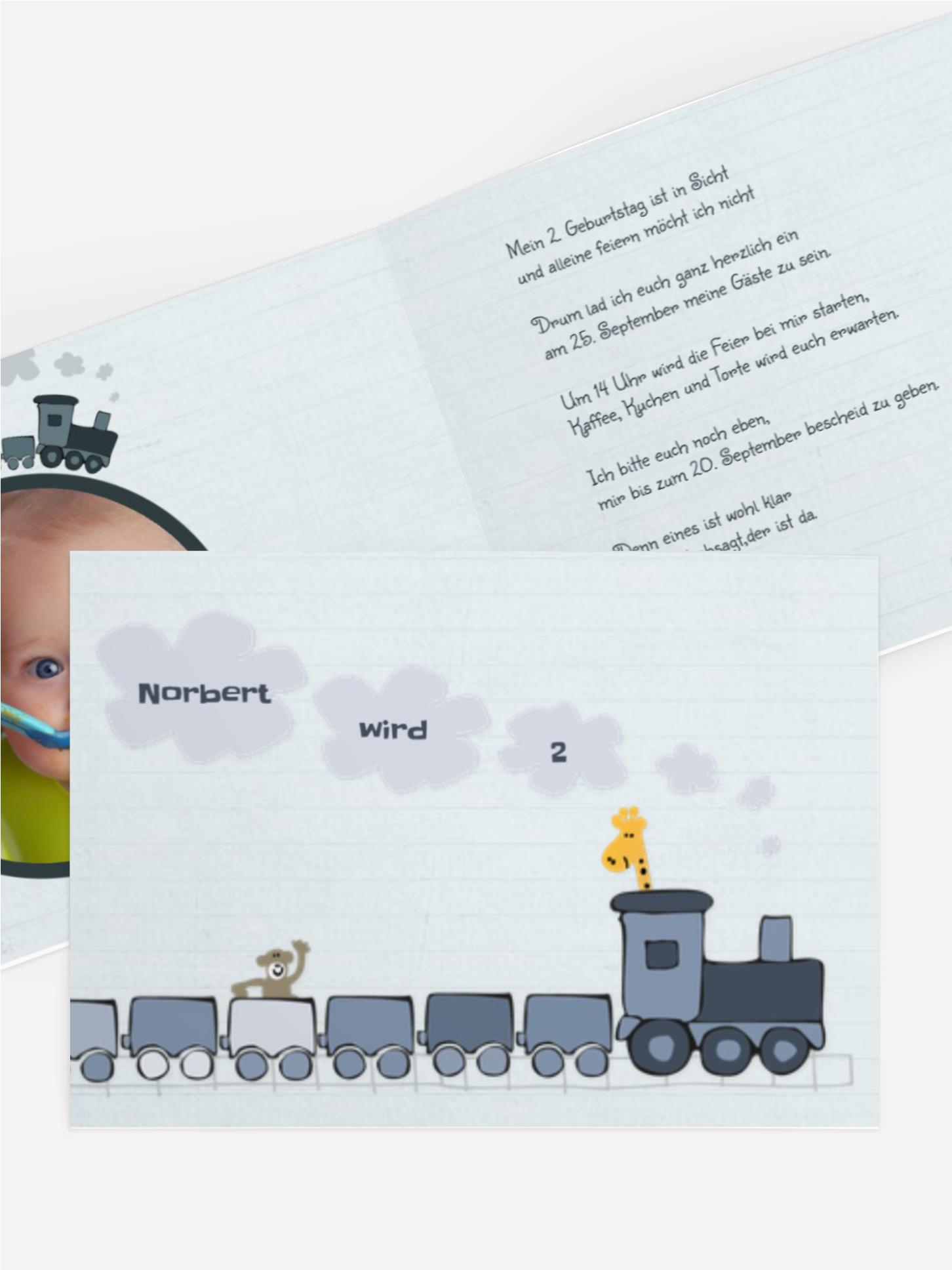 Einladungskarte Geburtstag Zoozug Foto