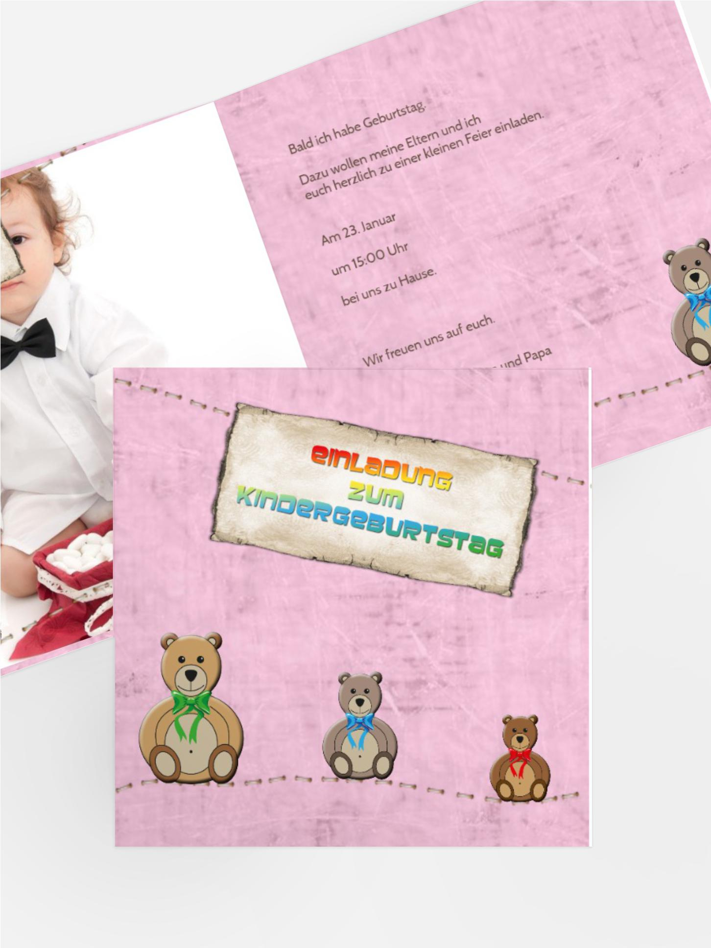 Einladungskarte Geburtstag Bärchen Foto