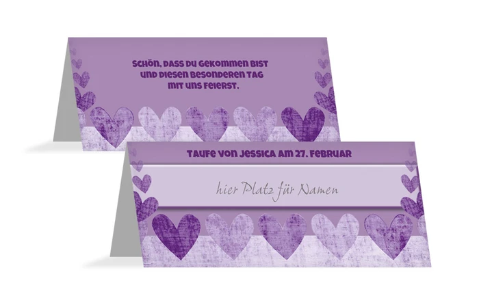 Tischkarte Taufe Voller Herzen Tischkarte Taufe Voller Herzen