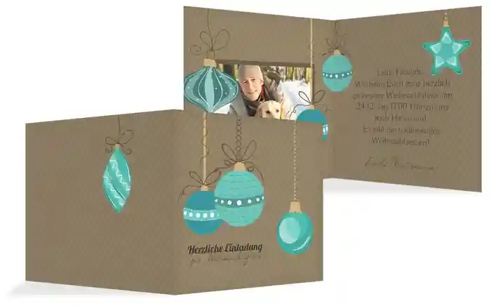 Foto Weihnachtseinladung Bunte Kugeln Foto Weihnachtseinladung Bunte Kugeln