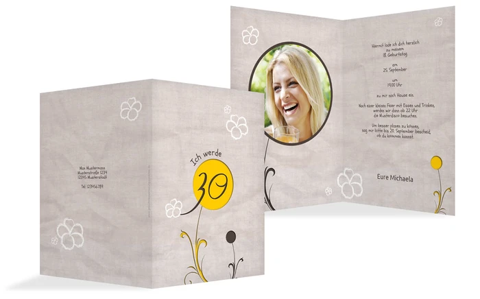 Einladungskarte Fantasyflower 30 Foto