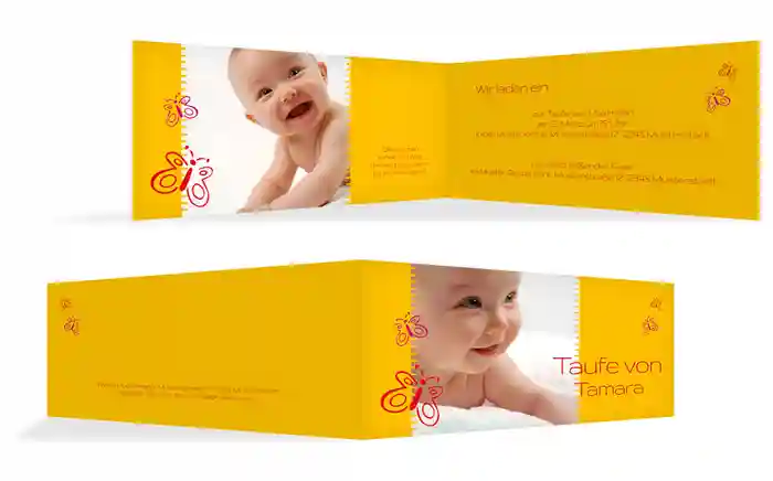 Taufkarte Einladung Butterfly