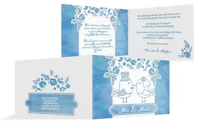 Hochzeitseinladung Vogelpaar