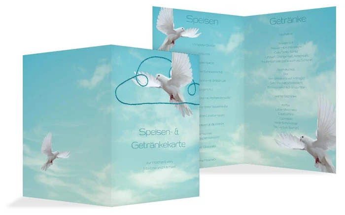 Menükarte Hochzeit Auf Wolke sieben