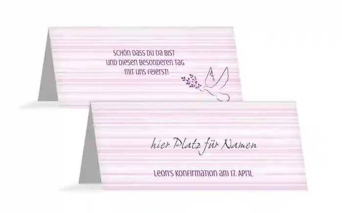 Tischkarte Konfirmation Taube 2
