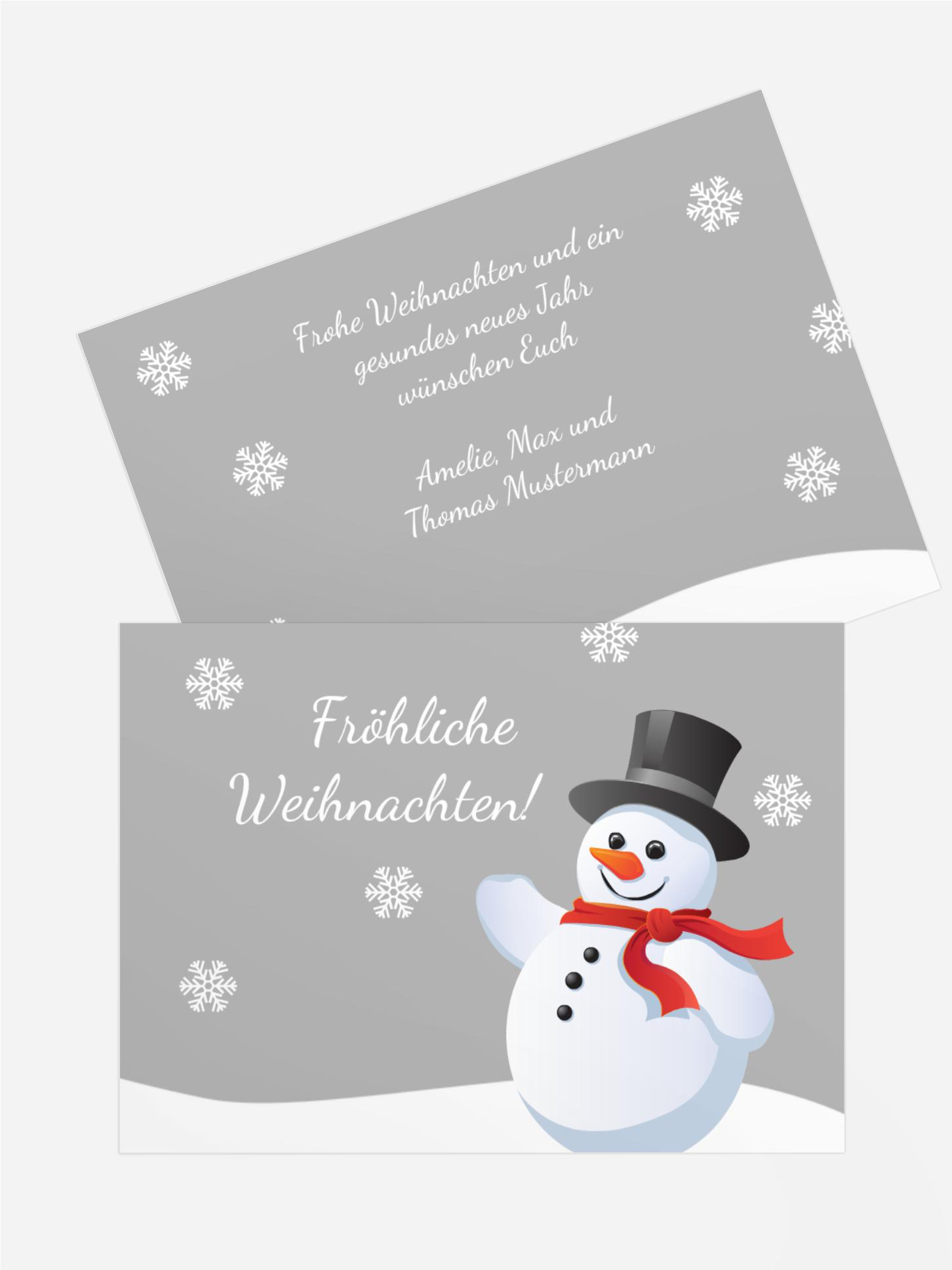 Weihnachtsgrußkarte Schneemann