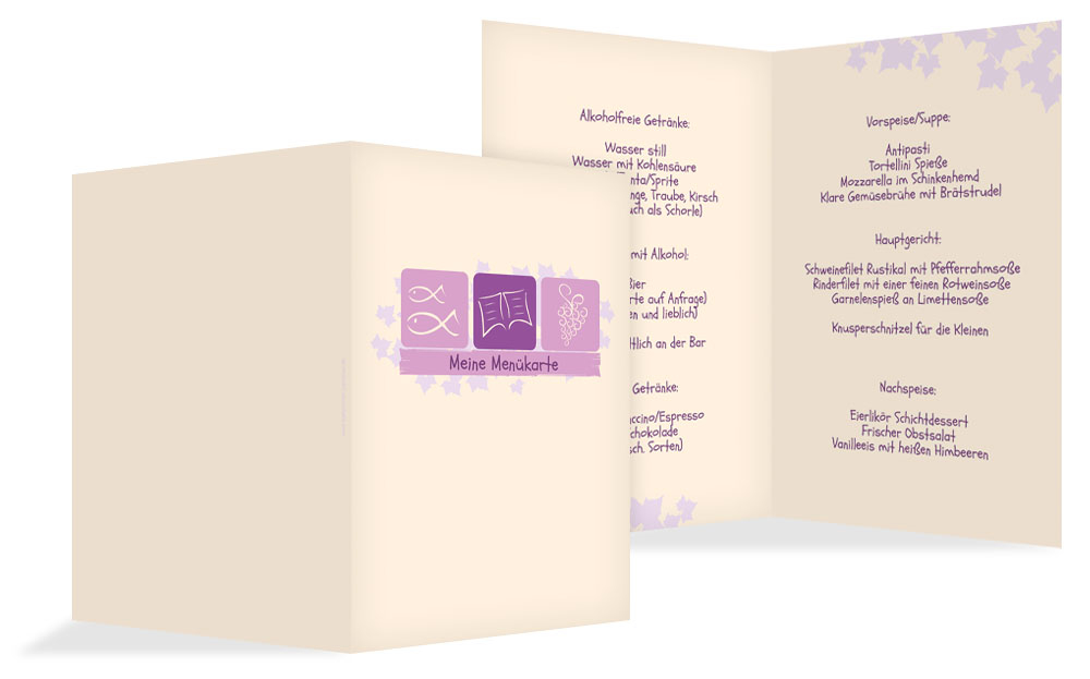 Menükarte Konfirmation Blatt Menükarte Konfirmation Blatt