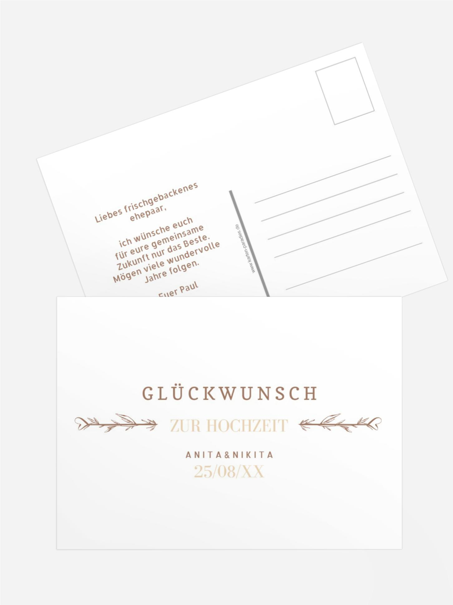 Glückwunschkarte zur Hochzeit Gemeinsame Bildreihe