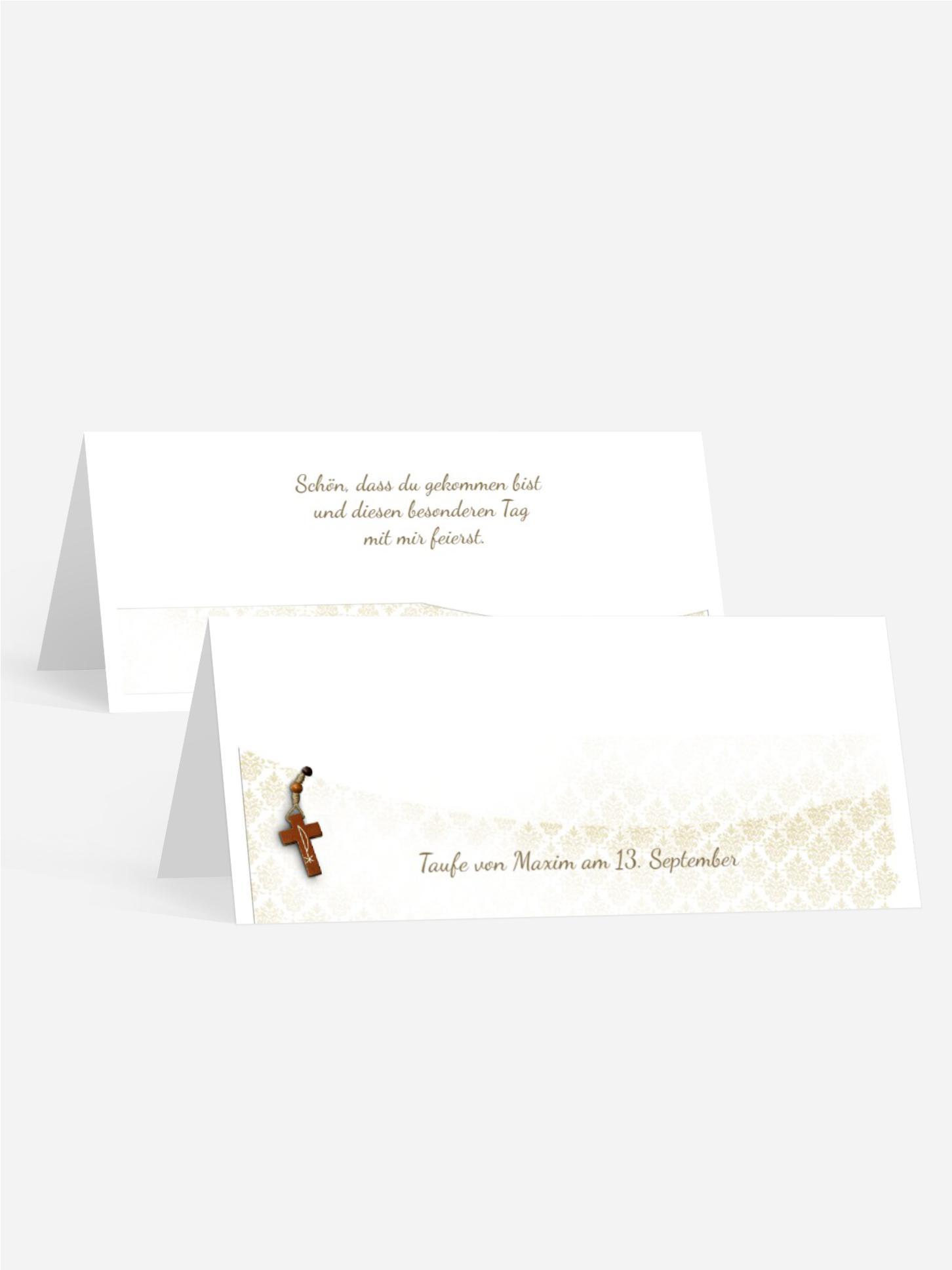 Tischkarte Taufe Ornamentrahmen