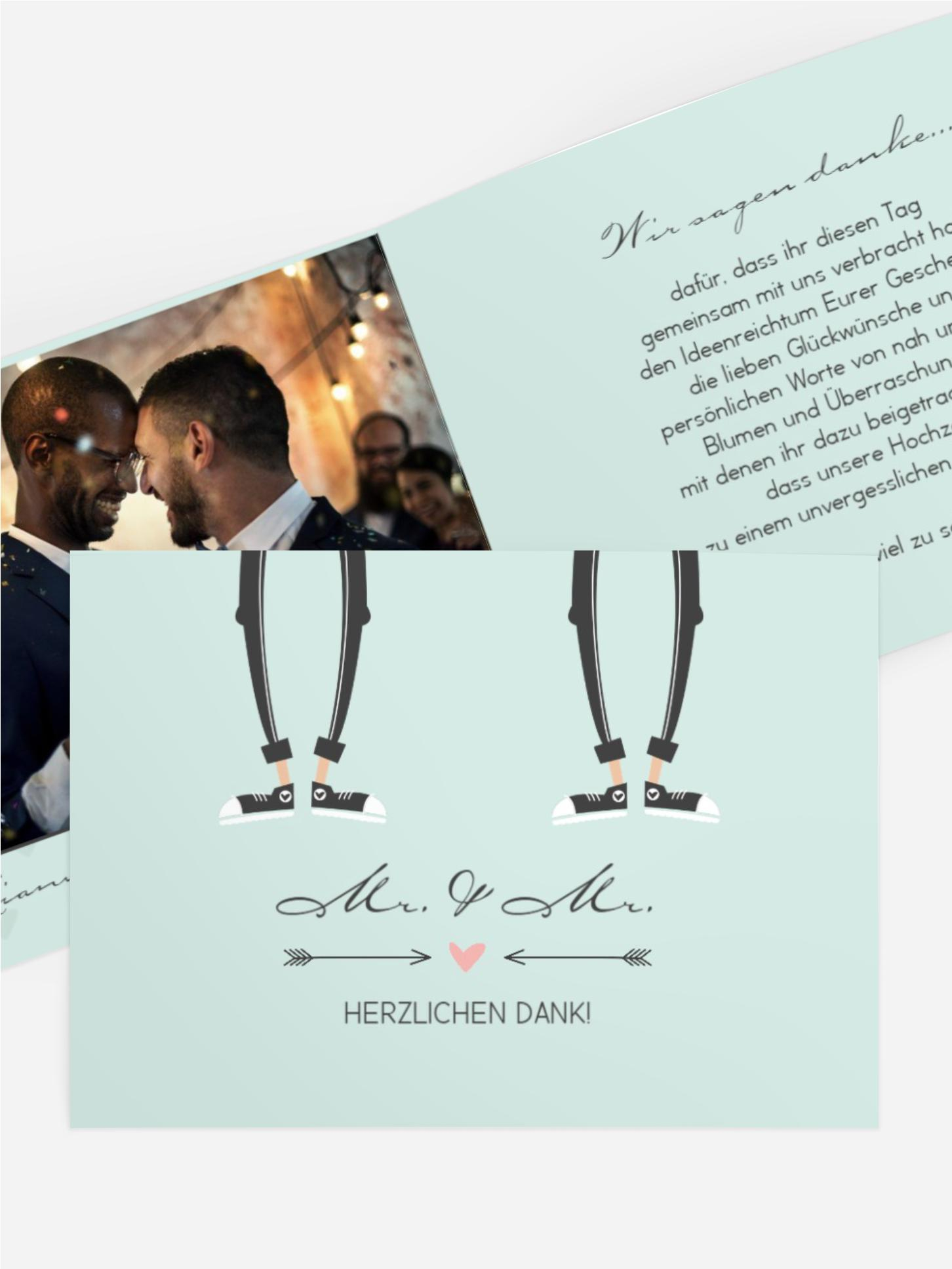 Danksagungskarte zur Hochzeit Pärchen - Männer