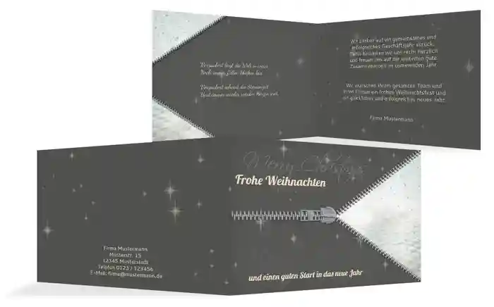 Grußkarte zu Weihnachten Geschäftlich Reißverschluss
