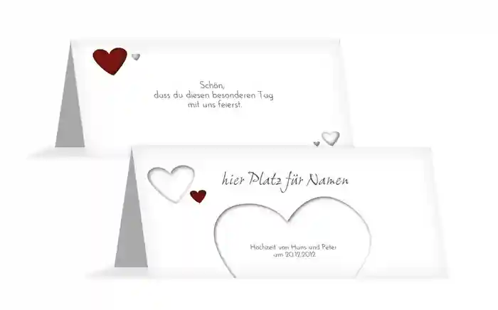 Tischkarte Herzform