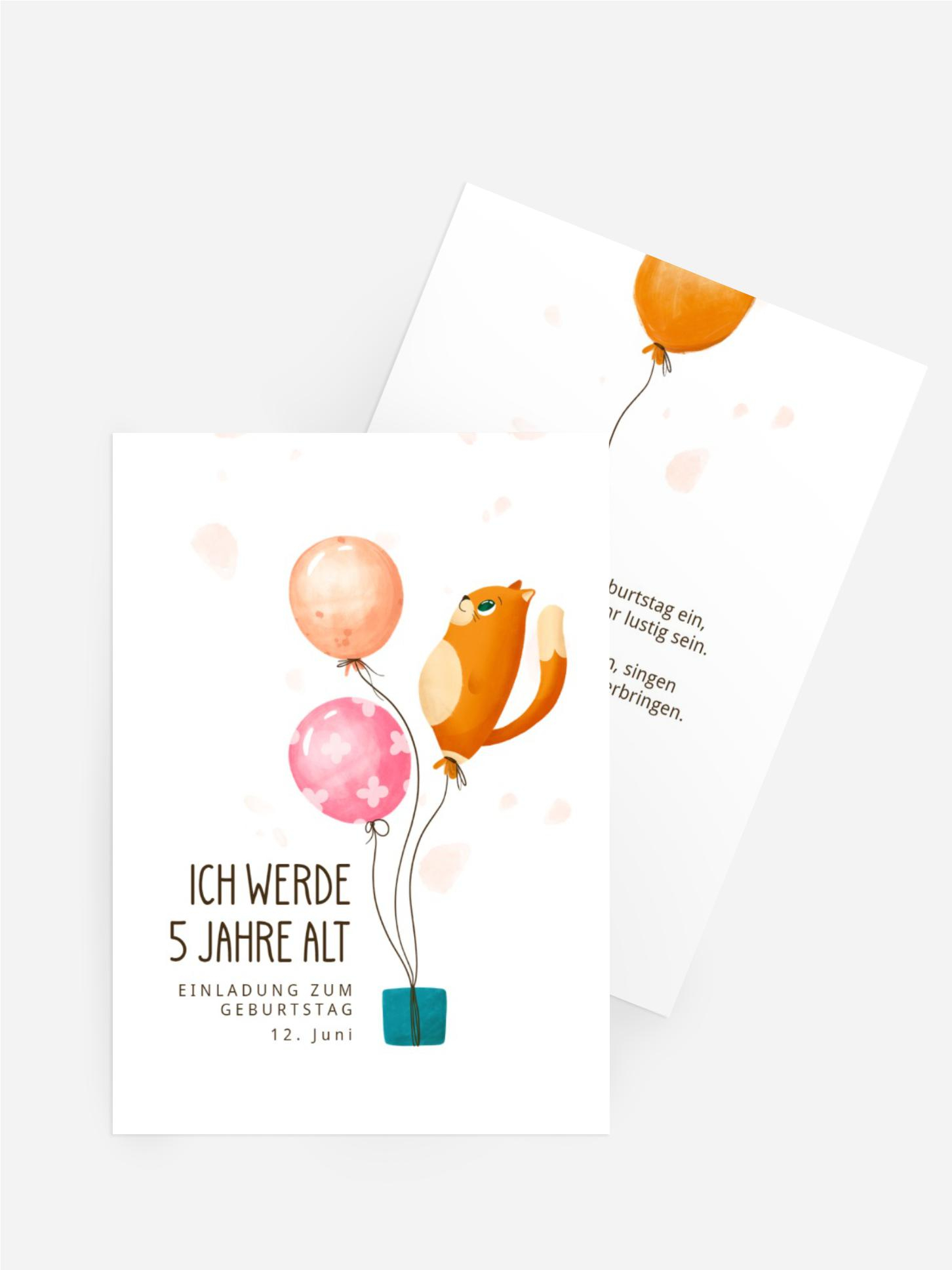 Kindergeburtstagseinladung Katzenballon