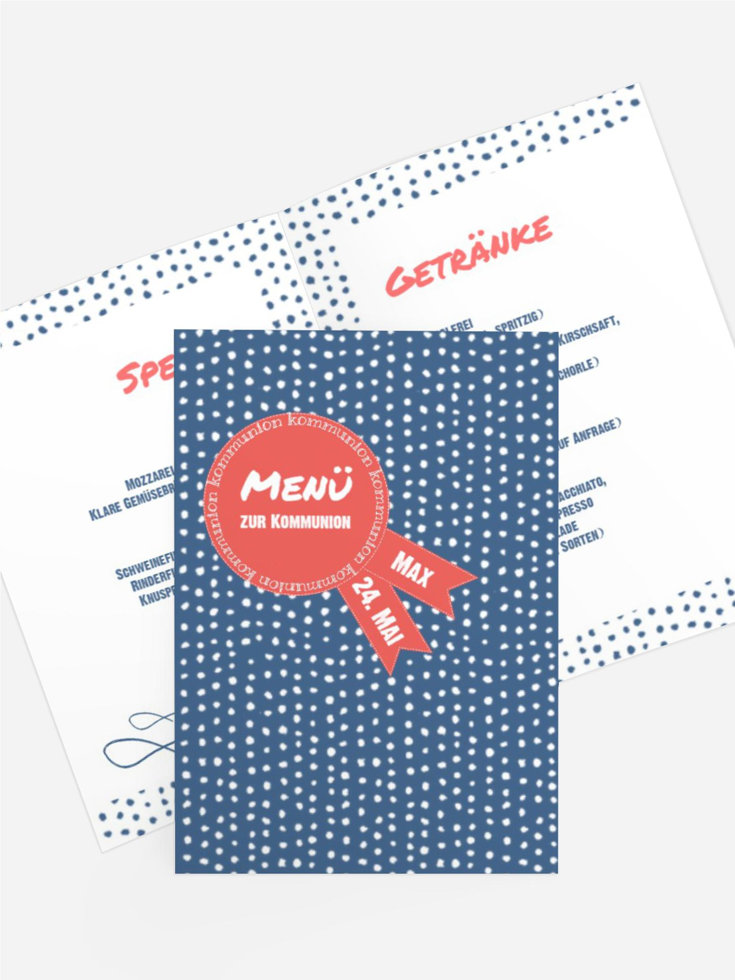 Menükarte Kommunion Punkte