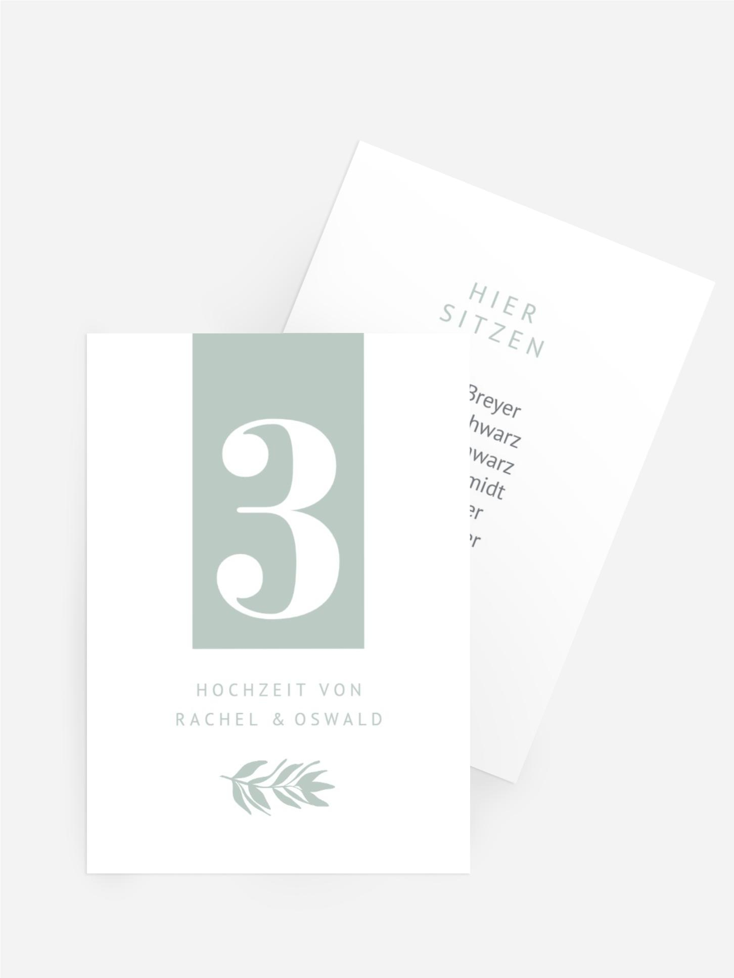 Tischnummer Hochzeit Gewächs