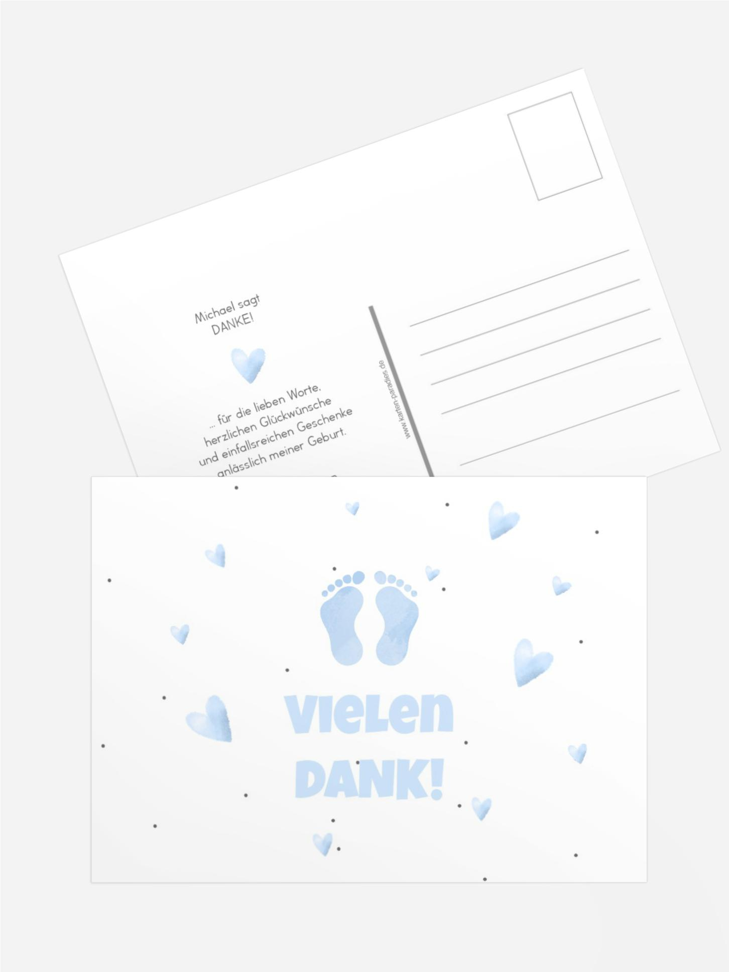 Baby Dankeskarte Kleine Fußabdrücke