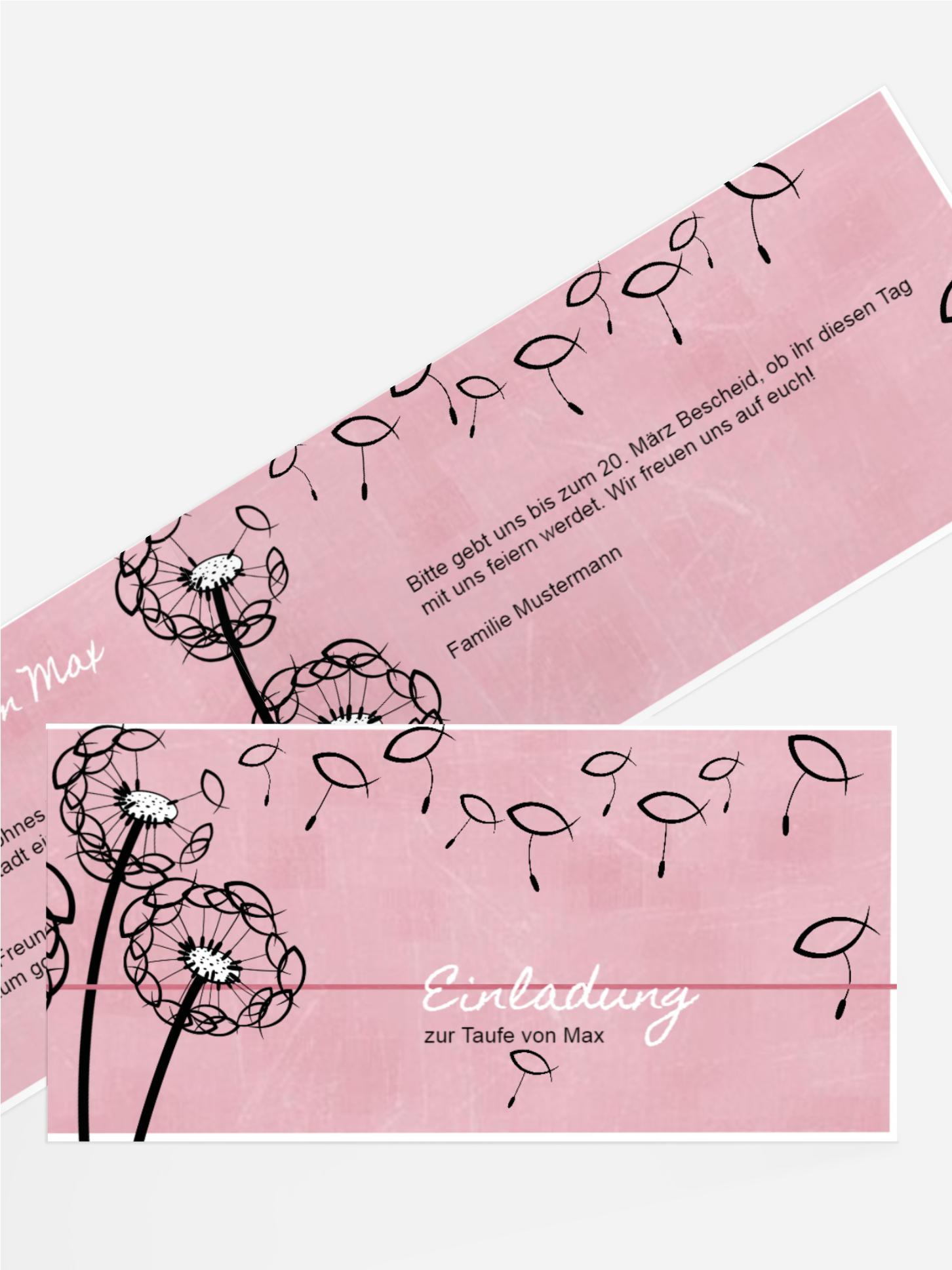 Einladungskarte Taufe Pusteblume