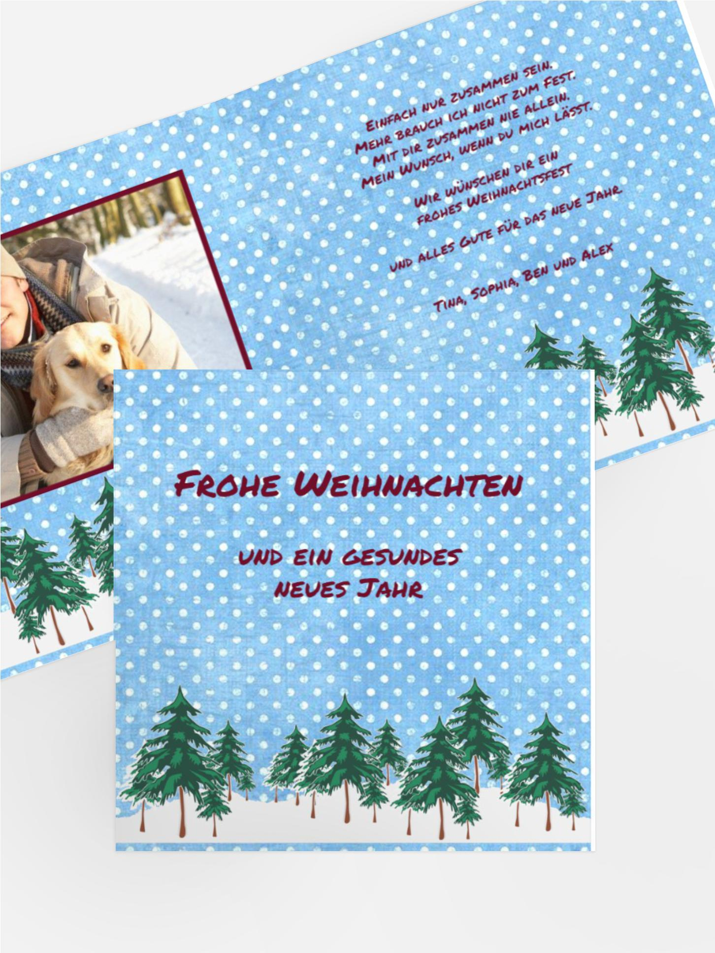 Weihnachtsgrußkarte Privat Schneewald