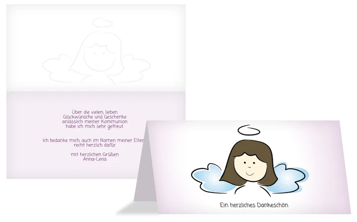Dankeskarte Konfirmation Engelchen Mädchen Dankeskarte Konfirmation Engelchen Mädchen