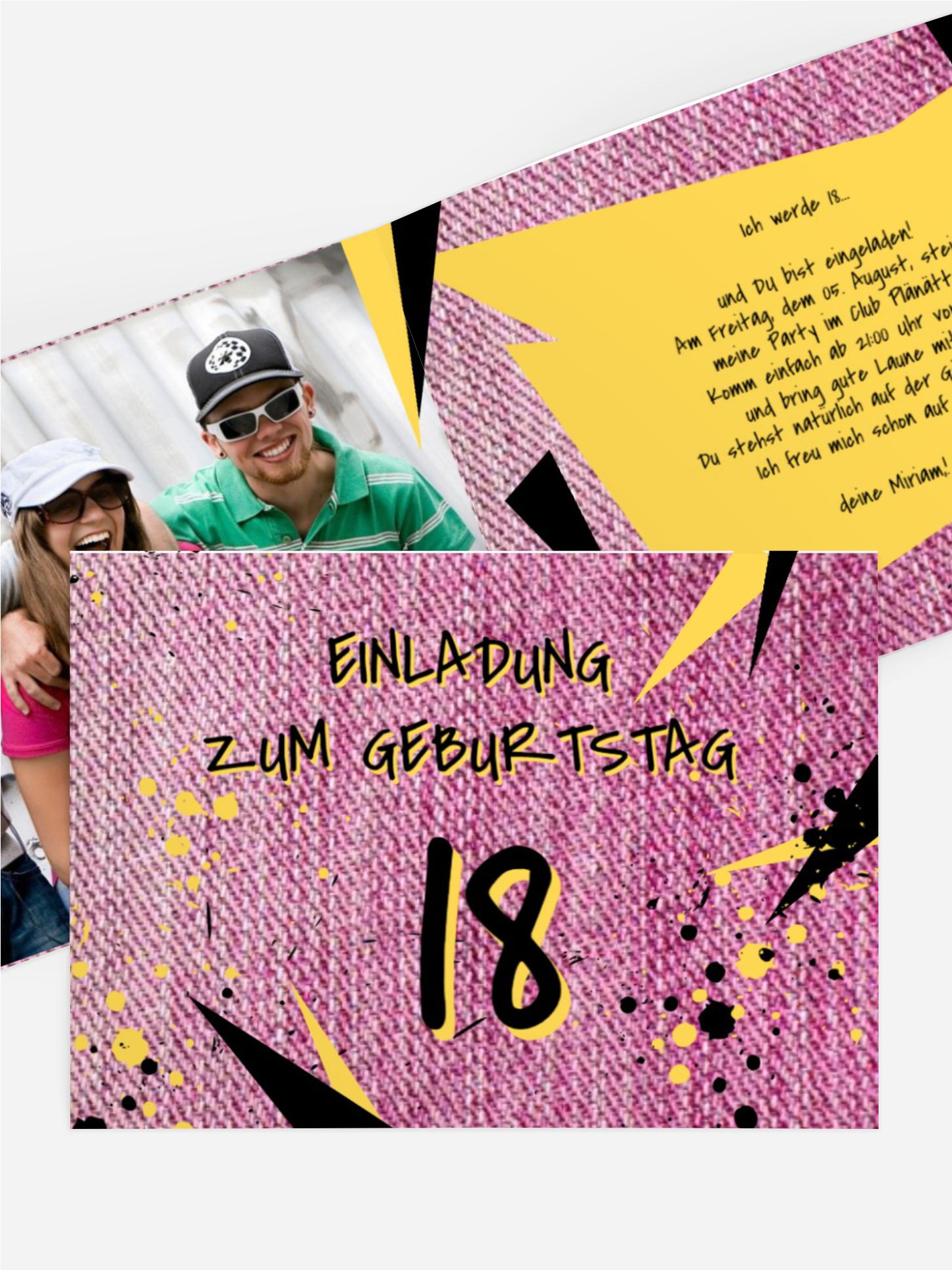 Einladung zum 18. Geburtstag Jeans Style 18 Foto Einladung zum 18. Geburtstag Jeans Style 18 Foto