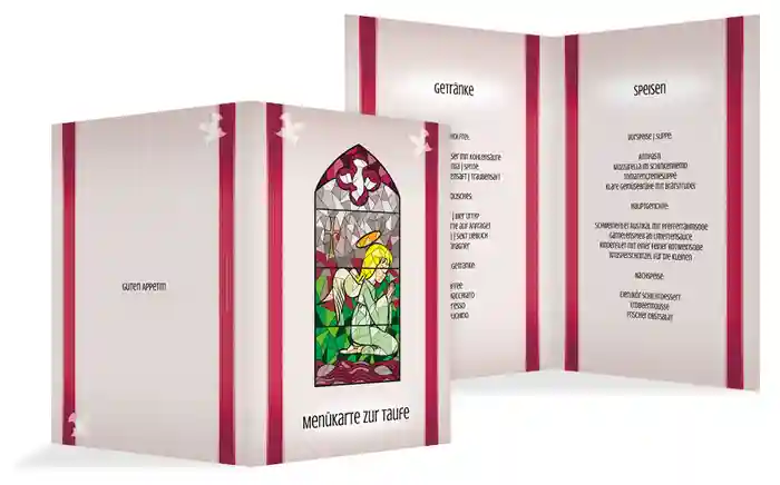 Menükarte zur Taufe Kirchenfenster