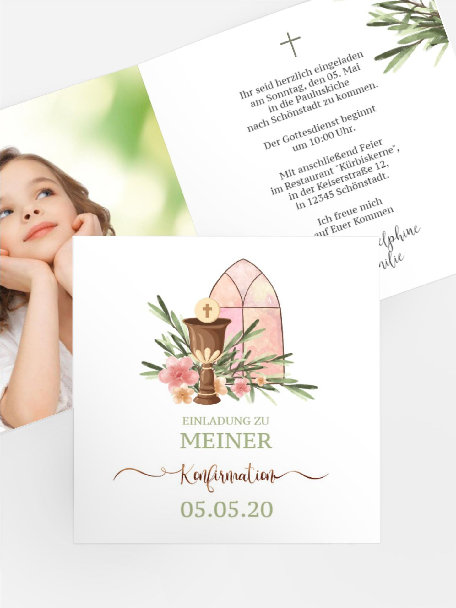 Einladungskarte Konfirmation Abendmahlskelch Einladungskarte Konfirmation Abendmahlskelch