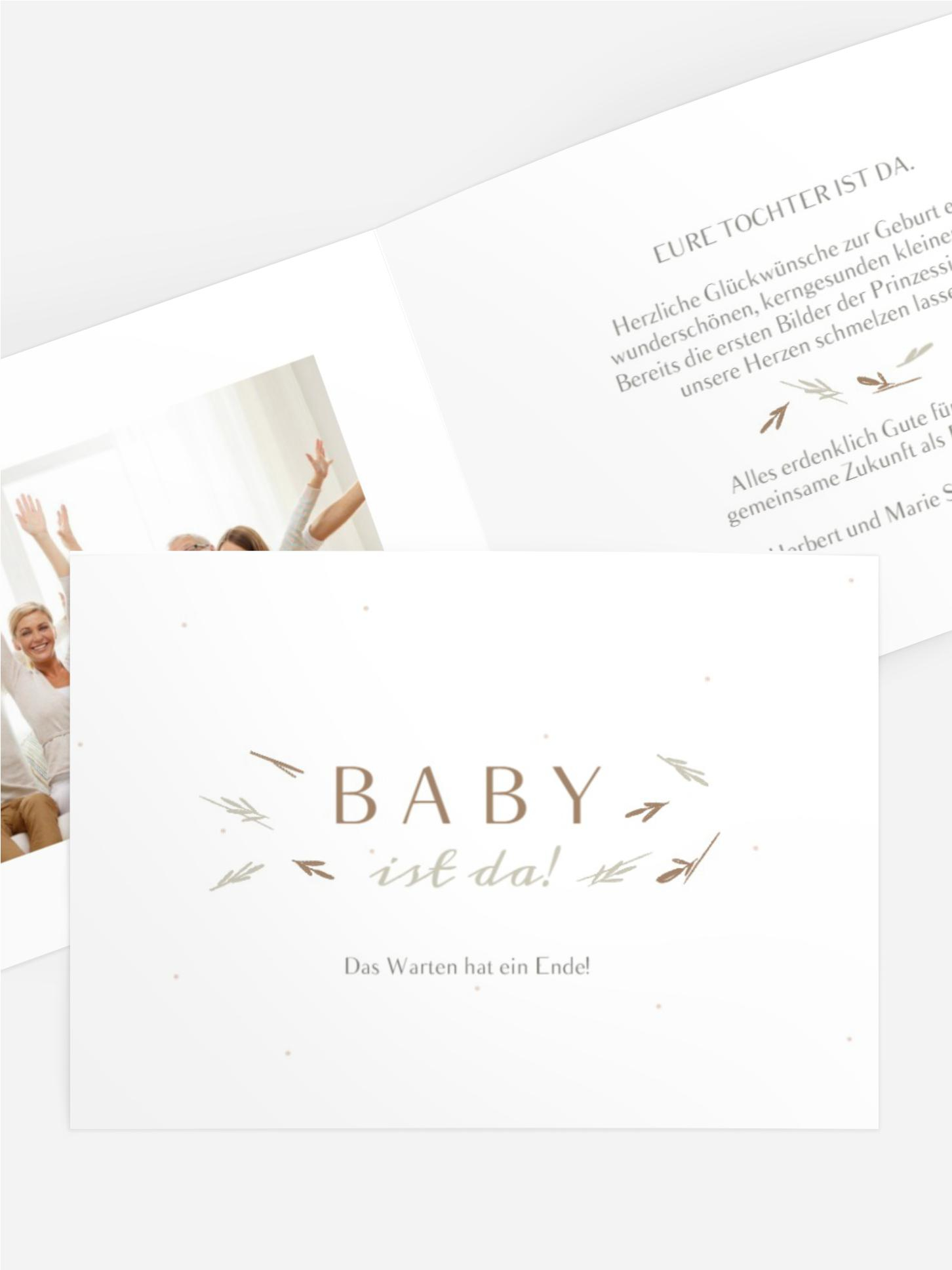 Glückwunschkarte zur Geburt Geborgenes Nest