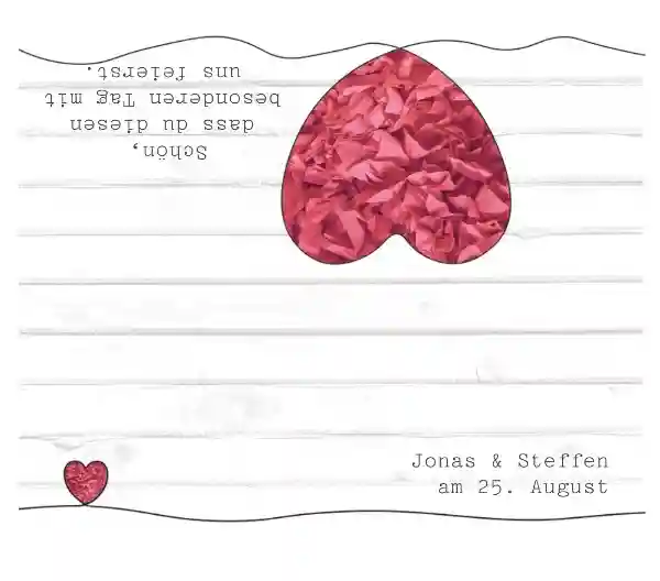 Tischkarte zur Hochzeit Mr+Mr