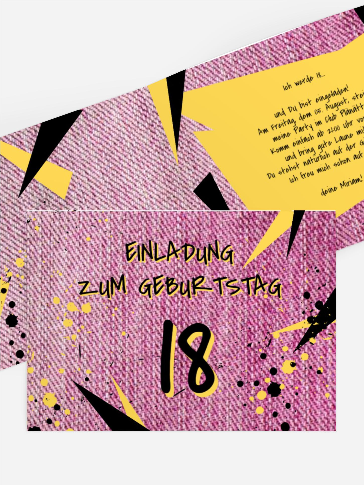 Einladung zum 18. Geburtstag Jeans Style