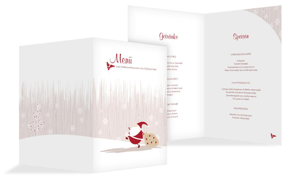 Weihnachtsmenükarte Weihnachtsmann Weihnachtsmenükarte Weihnachtsmann