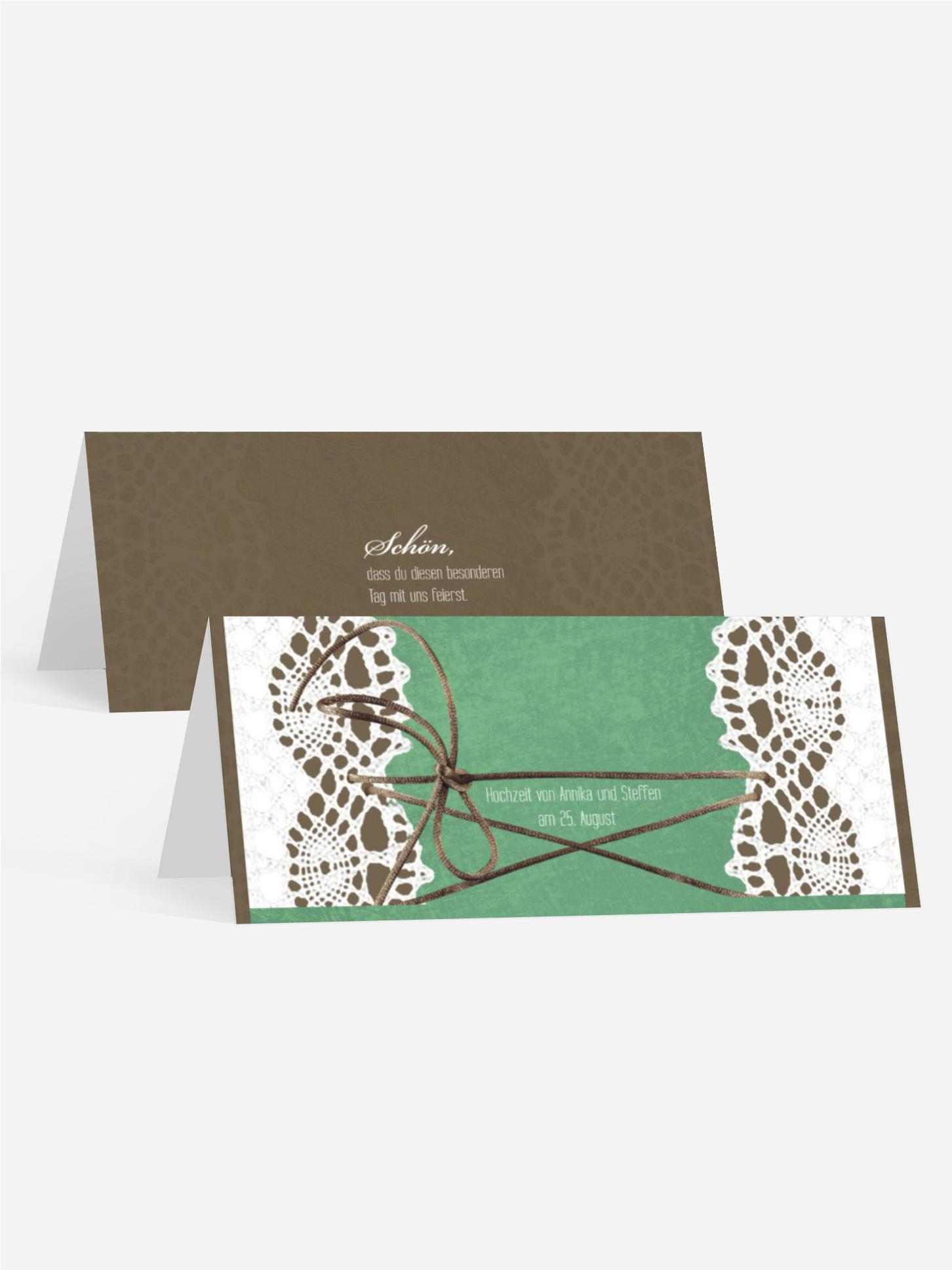 Hochzeitstischkarte Vintage Schleife