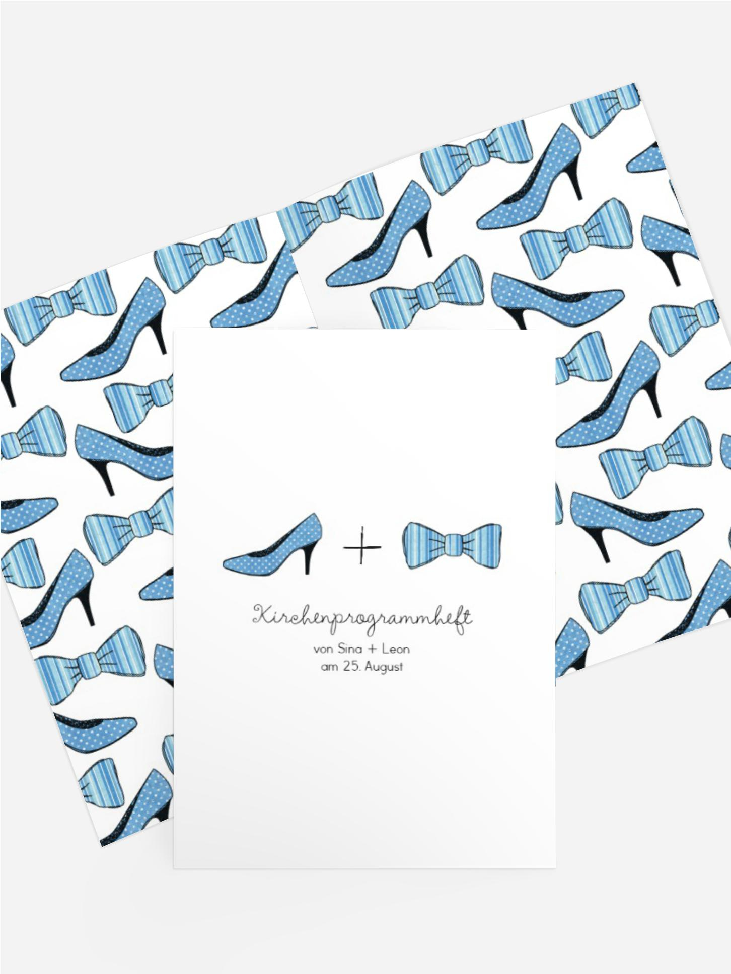 Kirchenheft Umschlag zur Hochzeit High Heel und Fliege