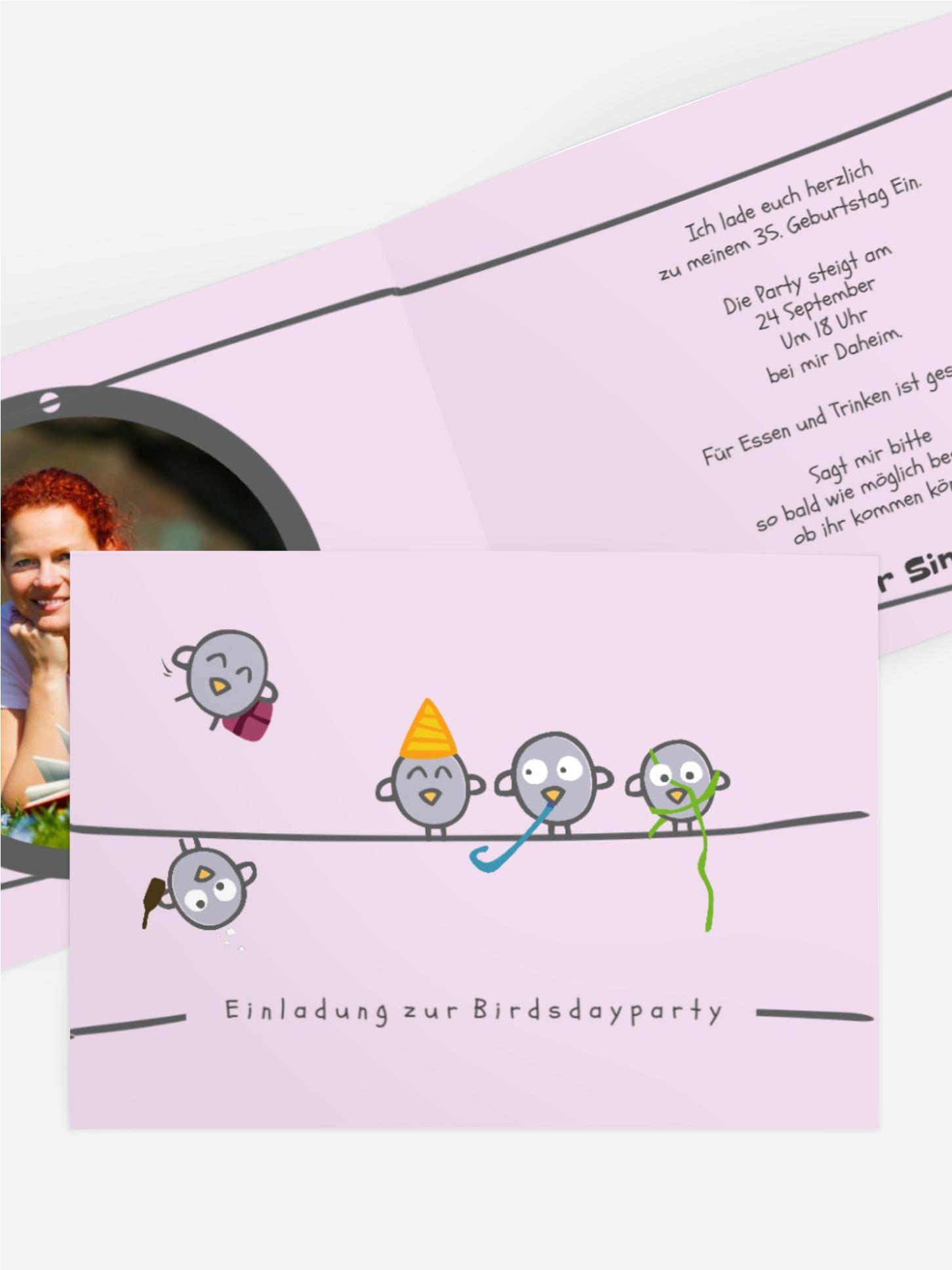 Geburtstagseinladung Vogelparty Foto