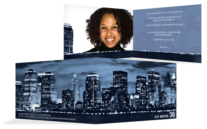 Einladungskarte zum Geburtstag Skyline 30 Foto